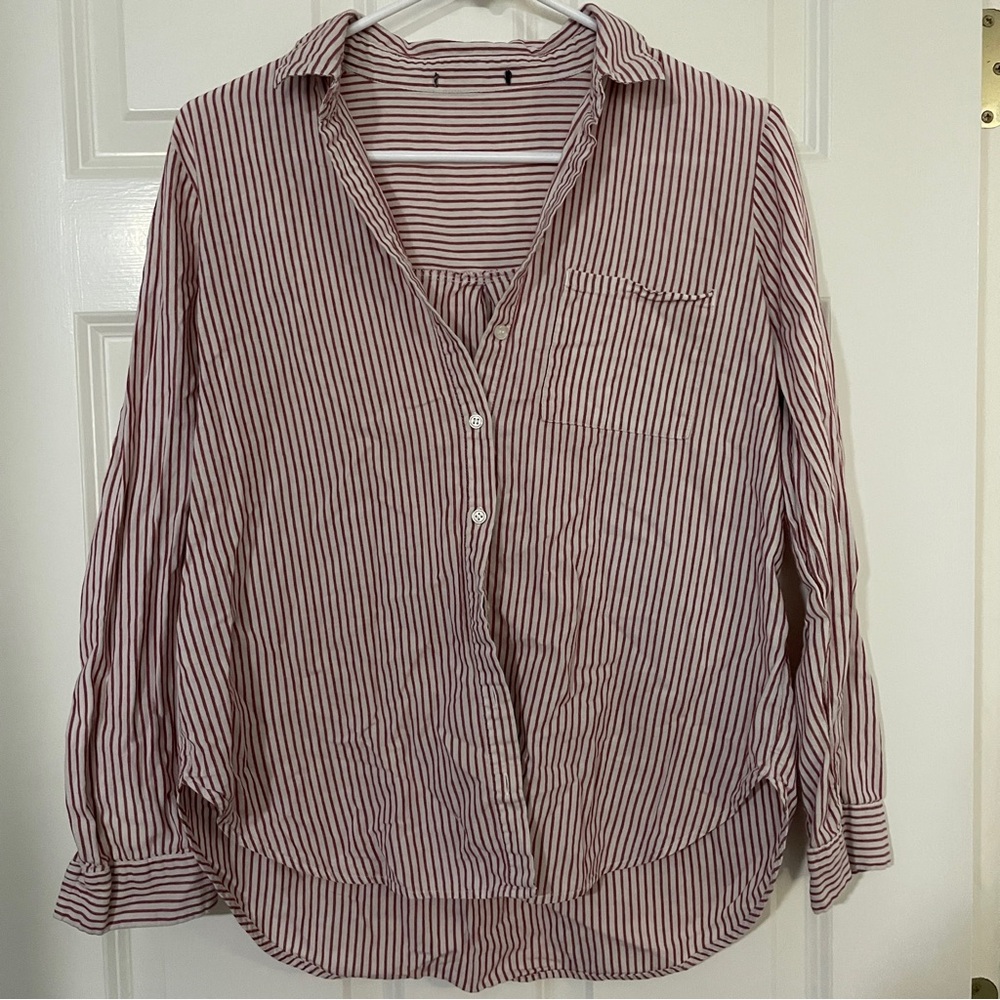 Striped Button-Up Women's Top